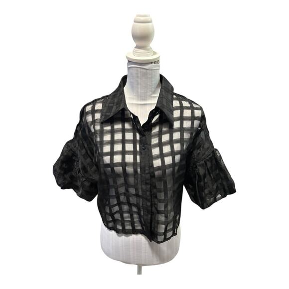 SHEIN Black Cropped Blouse Size 8/10 - Picture 1 of 3